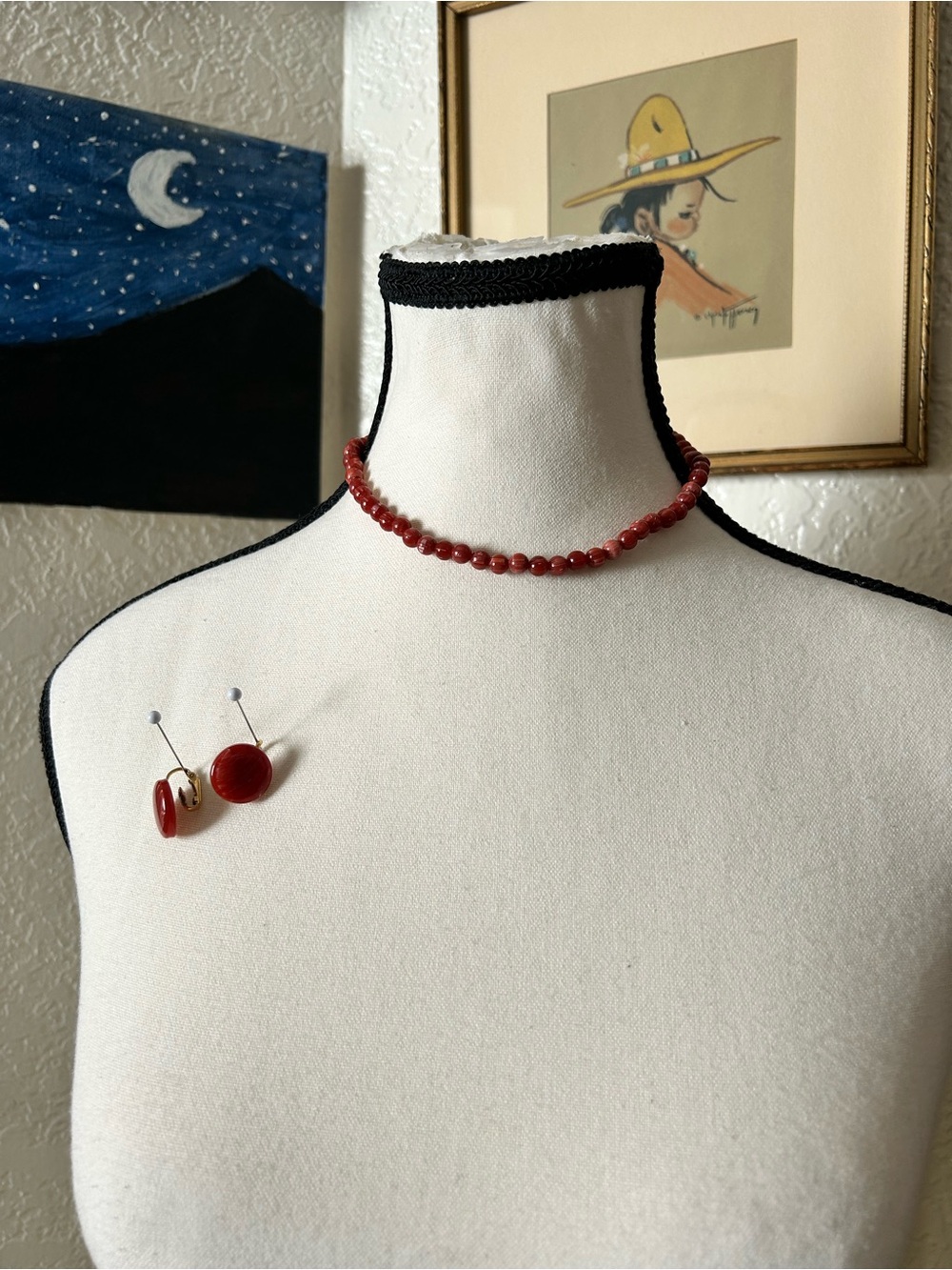 Vintage Bakelite Beaded Necklace and Earring Set - Classic Women Jewelry